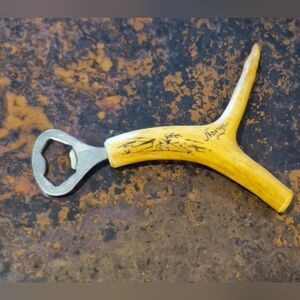Vintage Reindeer Antler Bottle Opener Norway "Norge" ~ Handcrafted